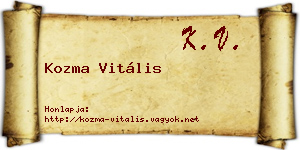 Kozma Vitális névjegykártya